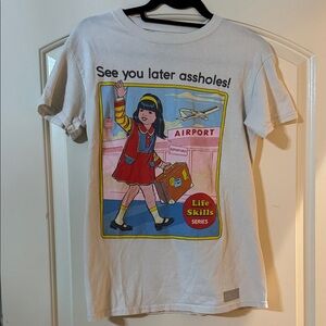 Steven Rhodes 

See You Later Assholes Graphic Tee with Airport Design White S